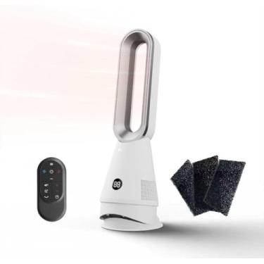 Imagem de Ventilador aquecedor sem lâmina, aquecimento e resfriamento de 63,5 cm, ventilador de torre oscilante de 80°, temporizador 9H, 8 velocidades, portátil silencioso para interior, quarto, sala de