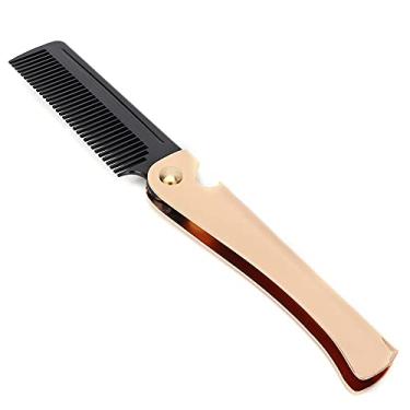 Imagem de Yinhing Pente de Barba de Aço Inoxidável, Pente Estilo Bigode, de Bolso Dobrável, Unissex, Antiestático, de Barba para Homens, Mulheres, Kit de Preparação de Viagem, Durável, (de)