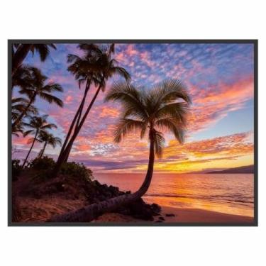 Imagem de Quadro Decorativo Paisagem Praia Palmeiras para Sala Quarto Cor da armação:Preto