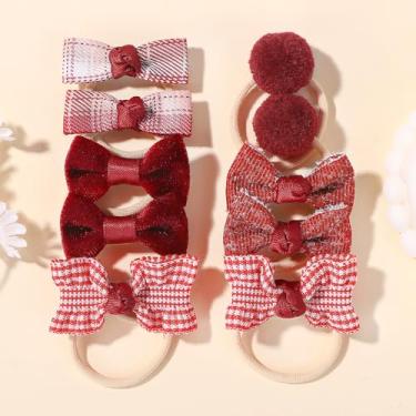 Imagem de 10 peças de laços de cabelo com laços, pequenos elásticos de 4 cm, suportes de rabo de cavalo, tecido macio, laço de flor, faixas de cabelo de borracha para mulheres jovens (10 peças-I)