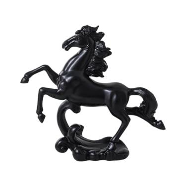 Imagem de WeiLaiKeQi Estátua de Cavalo, Estatueta de Cavalo em Resina, Artesanato Decorativo e Criativo, Escultura de Animal para Sala de Estar, Sala de Jantar e Armário, Preto