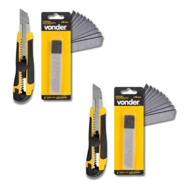 Imagem de Kit Com 2 Estiletes 18 mm E 2 Lâminas Estilete 18mm Vonder