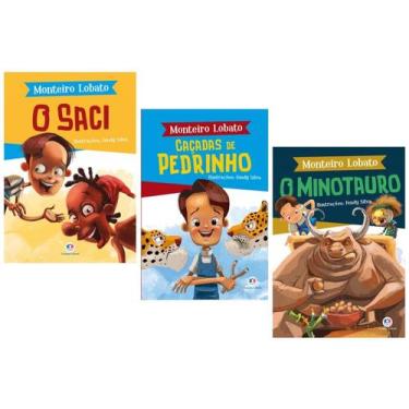 Imagem de Coleção Aventuras do Pedrinho - Monteiro Lobato - 3 Volumes - Kit de L