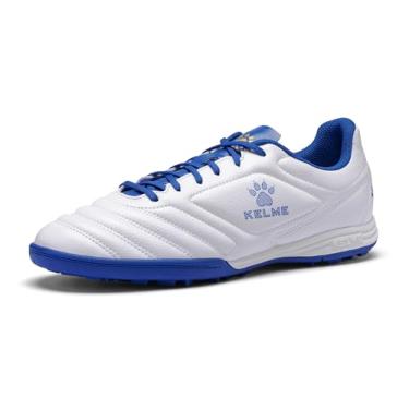 Imagem de KELME Tênis masculino de futebol de gramado interno, chuteiras de futebol com suporte de arco, tênis de futsal de desempenho, Branco, 8.5 Wide
