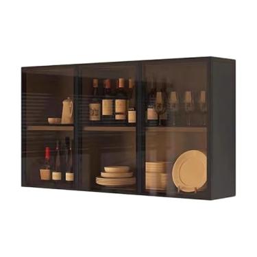 Imagem de Armário de cozinha multicamadas independente com portas de vidro – Armário de parede elegante para banheiro, lavanderia e sala de jantar, aparador organizador de despensa versátil