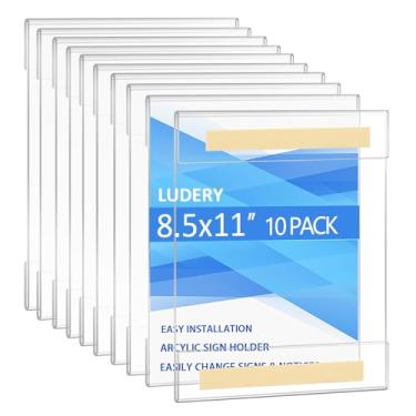 Imagem de Ludery Suporte de placa de acrílico 21 x 28 cm, suporte de parede para parede, moldura de acrílico transparente com adesivo de fita 3M, suporte de placa de parede de plástico para escritório, casa