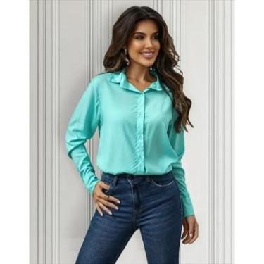 Imagem de Camisa feminina social manga longa para look alfaiataria presente ideal-Feminino