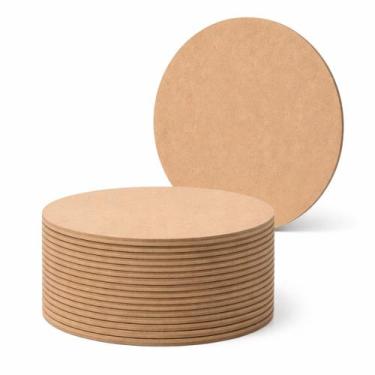 Imagem de Kit Com 50 Bolachas 35x35 Mdf Cru Redondo Base Sousplat 3mm - Moveis C