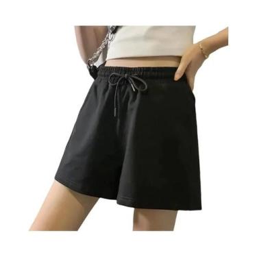 Imagem de Shorts Esportivos Femininos De Cintura Alta Com Cordão, Ajuste Slim, E