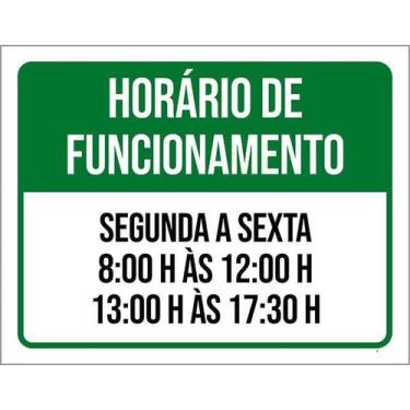 Imagem de Kit 5 Placa Acm Verde Funcionamento Segunda Sexta 18X23 - Sinalizo