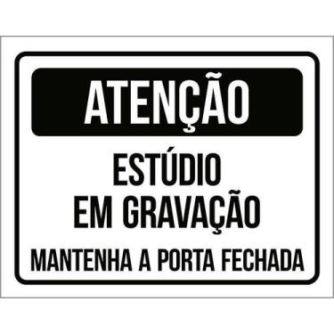 Imagem de Kit 5 Placa Acm Estúdio Gravação Mantenha Porta Fechada18X23 - Sinaliz