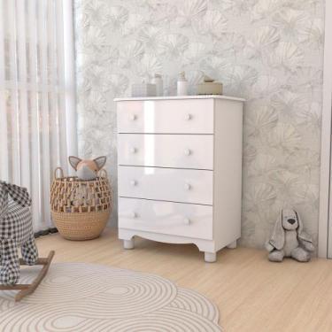 Imagem de Cômoda Infantil Sueño 4 Gavetas 100% Mdf Branco Brilho - Panorama Móve