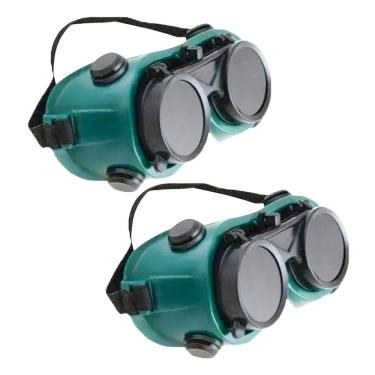 Imagem de Oculos De Solda Kit 2 Uni EPI Mascara De Protecao Articulavel Dupla Lente Equipamento Profissional Soldador Com Filtro