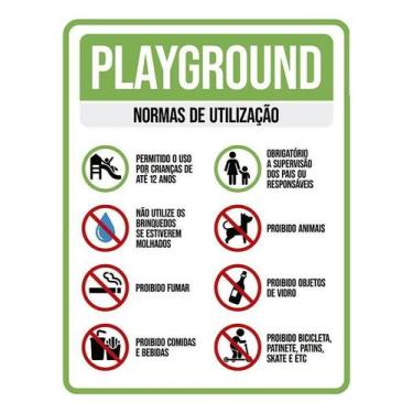 Imagem de Kit 10 Placa Acm Playground Normas Utilização 18X23 - Sinalizo