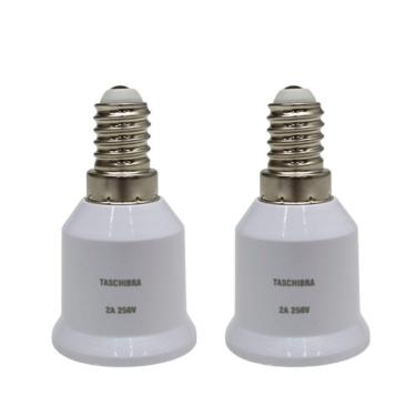 Imagem de Soquete Adaptador Taschibra De Lâmpada E14 Para E27 Kit 2 Peças