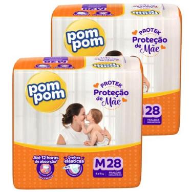 Imagem de Kit 2 Pacotes de Fraldas Descartável Infantil Pom Pom Protek, M