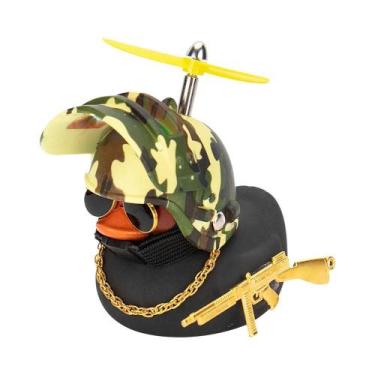 Imagem de Pato De Borracha Amarelo E Preto Com Hélice Para Capacete De Bicicleta