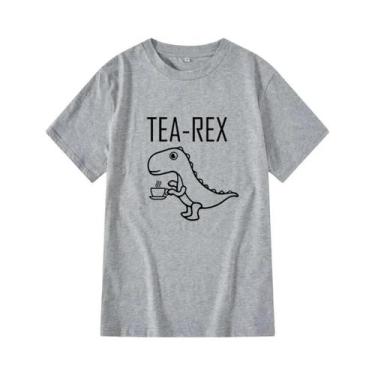 Imagem de Camiseta Masculina 100% Algodão, Casual, De Verão, Com Design De Dinos