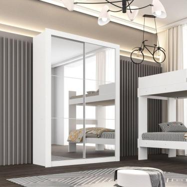 Imagem de Guarda Roupa Espelhado 2 Portas 2 Gavetas Costa Rica Sallêto Móveis Branco