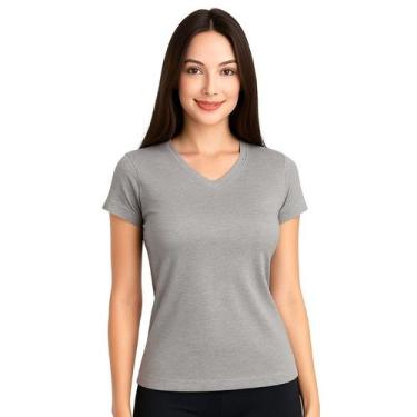 Imagem de Blusa Camiseta Feminina Baby Look Básica Gola V - Fardas Express,  EG