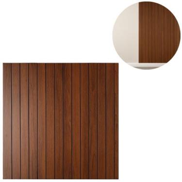 Imagem de Placa Adesiva Ripada 3D Marrom 60x60cm P/ Parede - Moment