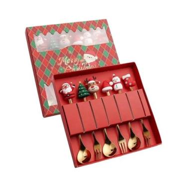 Imagem de Conjunto De Talheres De Natal Em Caixa De Presente 2, 4 Ou 6 Peças: Co