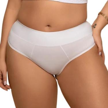 Imagem de Calcinha Plus Size Fio Duplo De Microfibra Nayane Rodrigues, 50, Branc