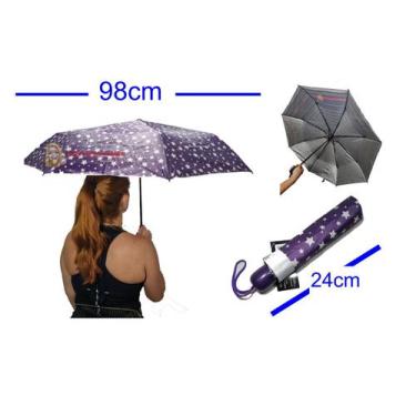 Imagem de Guarda Chuva Dupla Face Sombrinha Manual Feminino Sussino, Roxo star