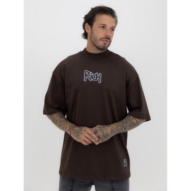 Imagem de Camisa Camiseta Oversized Gola Alta Estampa Contour Streetwear Algodão Premium-Masculino