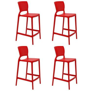 Imagem de Kit 4 Cadeiras Tramontina Safira Alta Residência Em Polipropileno E Fibra De Vidro Vermelho 92128040