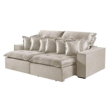 Imagem de Sofá 3 Lugares Retrátil E Reclinável M-144 Veludo Martins Creme - MART