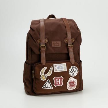 Imagem de Mochila Imaginarium Hp Velcro Patches Marrom em Poliéster 43x31x16CM com Compartimento...