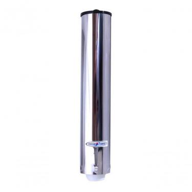 Imagem de Porta Copo Descartável Porta Copos Redondo 50ML para Café em Aço Inox Polido com Tampa e Visor Inox Higipack