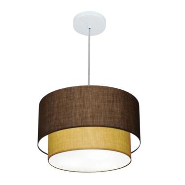 Imagem de Lustre Pendente Duplo Cilíndrico MD-4159 com Cúpula em Tecido 40x35CM Bivolt Café-palha Vivare Brasil Iluminação