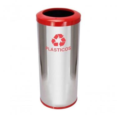 Imagem de Lixeira em Inox com Aro 50L Aço Inox Abertura Superior com Bandeja Interna Fundo em ABS Inox Higipack