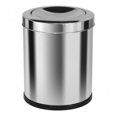 Imagem de Lixeira Tampa Meia Esfera 50L Aço Inox Abertura Basculante com Bandeja Interna Inox Higipack