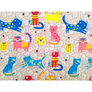 Imagem de Kit Jogo de Lençol Solteiro Cats 2 Peças 100% Poliéster Microfibra 170 Fios com Elástico Estampa Outras OEM