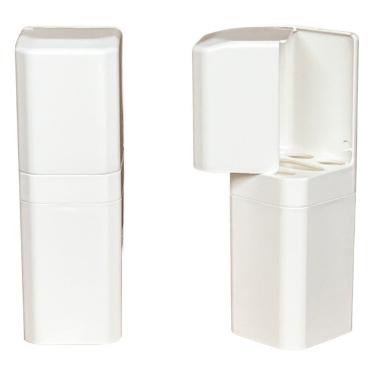 Imagem de Porta Escovas e Creme Dental com Encaixe Adesivo OEM para Banheiro em Plástico Branco com Parafuso e Bucha Kit 2 Pcs