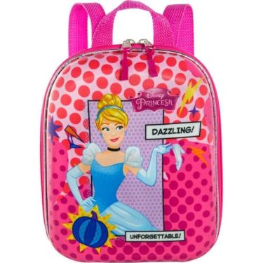 Imagem de Mochila Infantil Max Toy Princesa Cinderela 80% EVA 20% Poliéster Tamanho P Rosa Menina