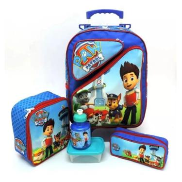 Imagem de Kit Mochila Escolar Patrulha Canina 2 Bolsos Rodinhas G F5
