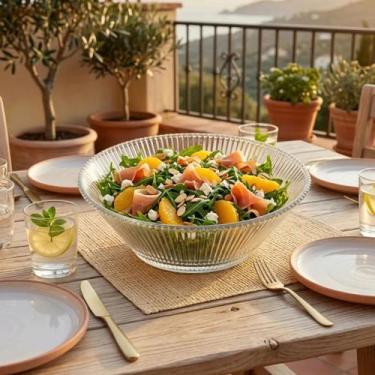 Imagem de Bowl 1,5l Graffiato Saladeira Fruteira Vidro Centro De Mesa - Hauskraf