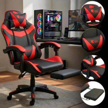 Imagem de Cadeira Gamer Eagle Force Ergonômica com Apoio Pés Retrátil Reclinável