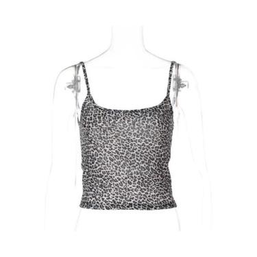 Imagem de Camisola Feminina Sexy Com Estampa De Leopardo, Top Cropped, Verão, Pr