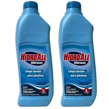 Imagem de 2 Limpa Bordas Hidroall Piscina Fibra Vinil Alvenaria 1 Lt