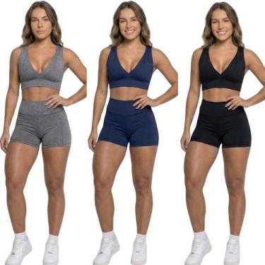 Imagem de KIT 3 Conjunto Top Com Bojo E Short Suplex Bella Fiore Roupa Para Acad