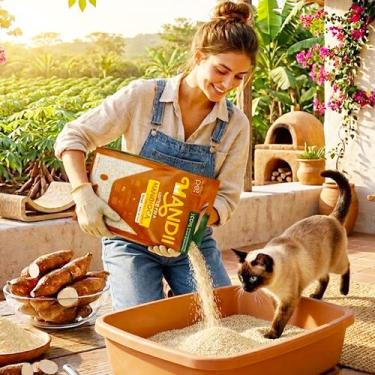 Imagem de Areia Higienica Mandii 2,6Kg MAndioca Fibra Gato Super Fina - ALL PAPE