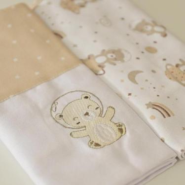 Imagem de Manta Flanelada Estampada para Bebê 79 cm x 80 cm Bublim, Urso Espaço 