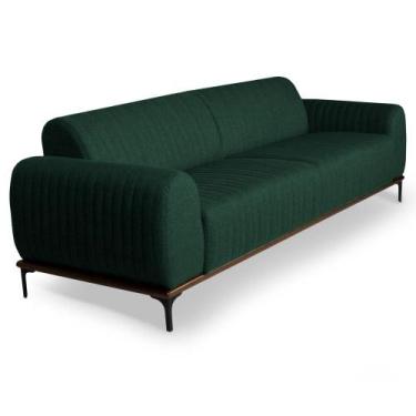 Imagem de Sofá 230cm 3 Lugares Pés Preto Molino C-117 Linho Verde Musgo - Domi, 