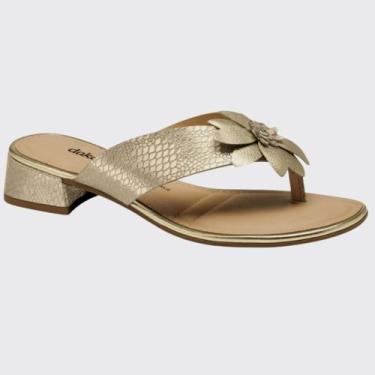 Imagem de Tamanco Chinelo Feminina Salto Baixo Laço Dakota Y8961, Ouro light, 37