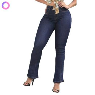 Imagem de Calça Jeans Feminina Cintura Alta Com Lycra Flare Capri Ciga - Bangla,